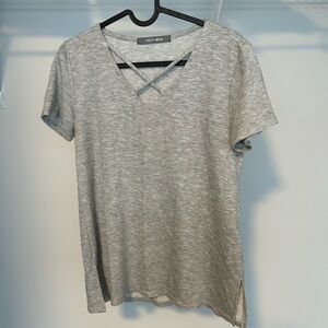 Gray V-Neck Women Top